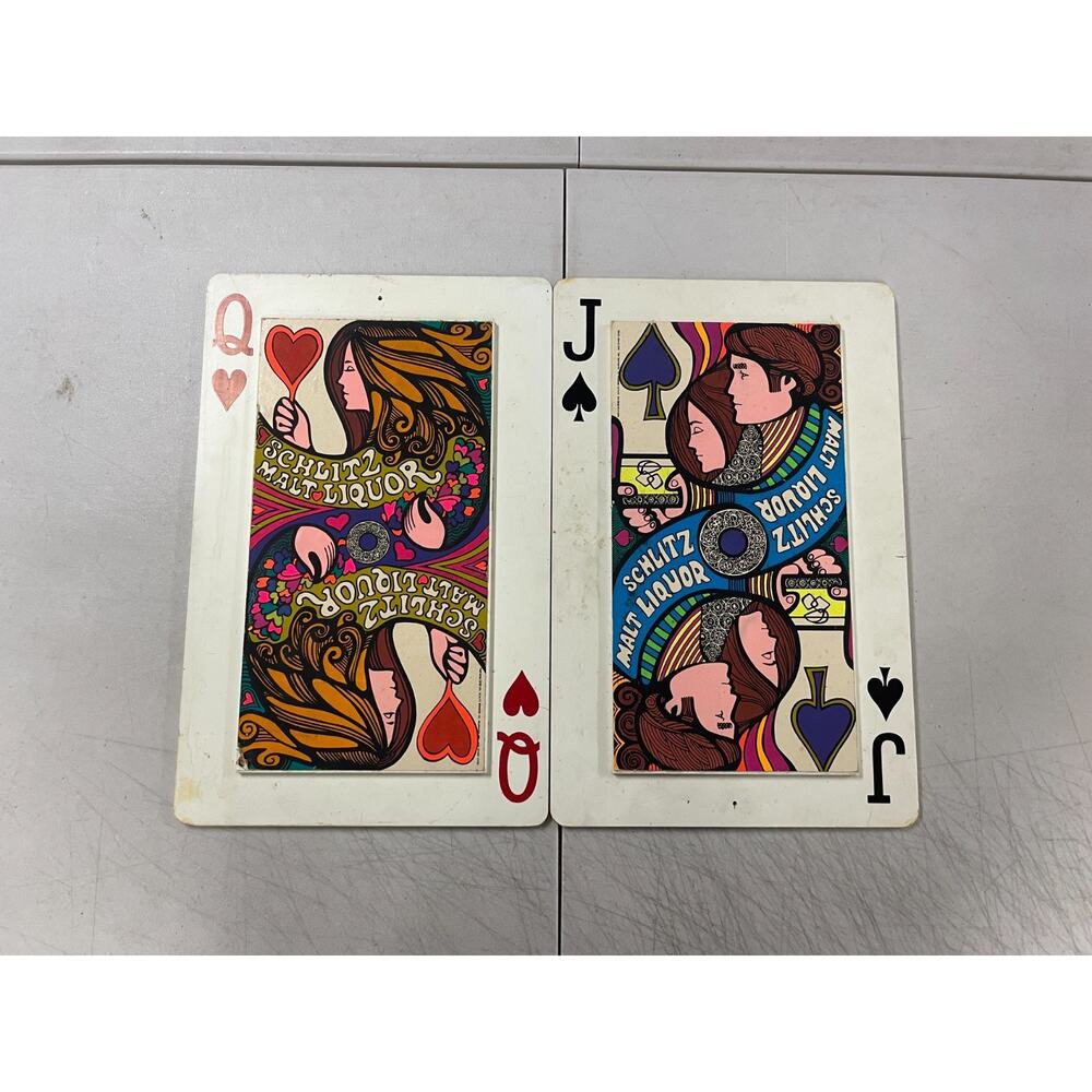 Vtg Schlitz Beer Malt Liquor Hard Plastic Sign Jack of Spades and Queen of Heart